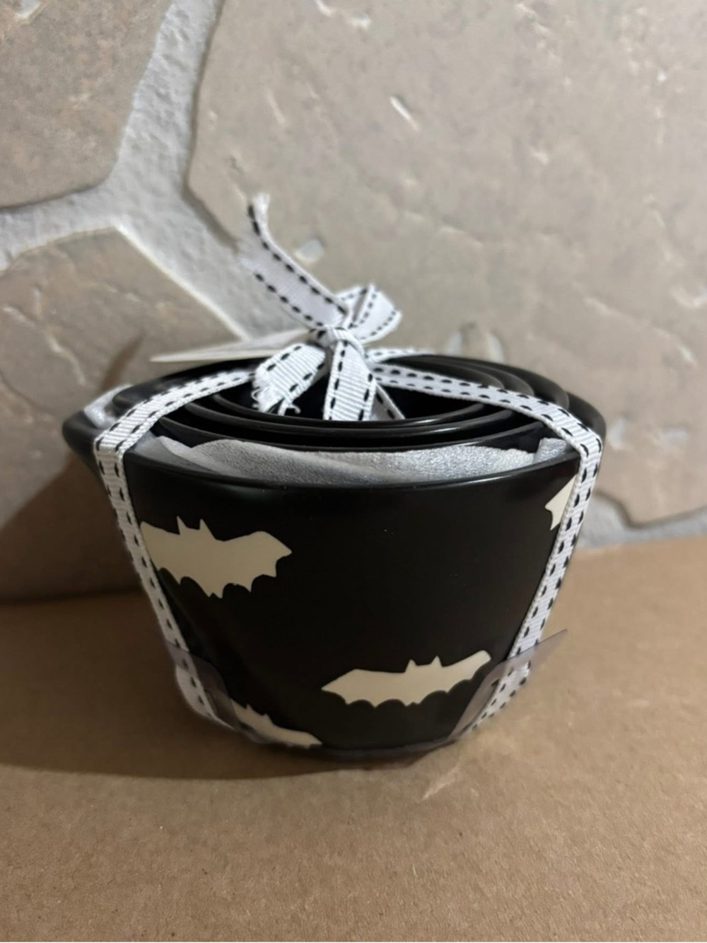 Black Bat Print Ceramic Measuring Cups